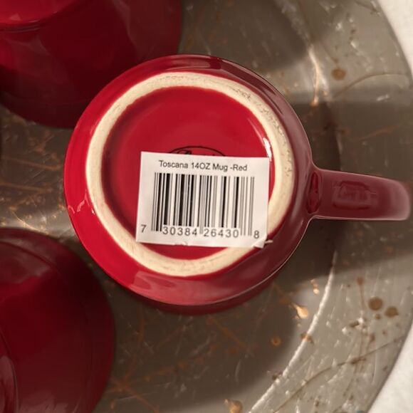 CI Beautiful Stoneware set of 4 Red Toscana 14 oz Mugs NIP - Picture 5 of 9